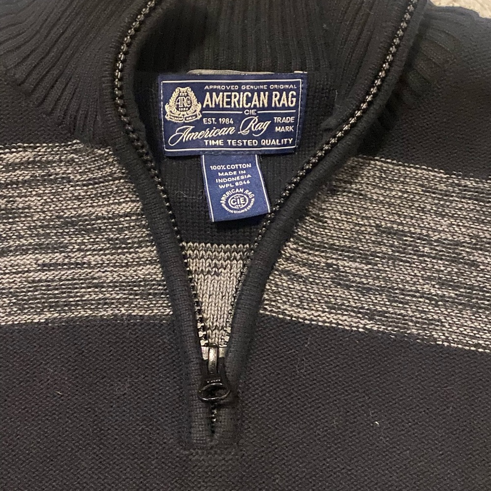 American Rag Black and Gray Zip-Up Sweater - Picture 4 of 4